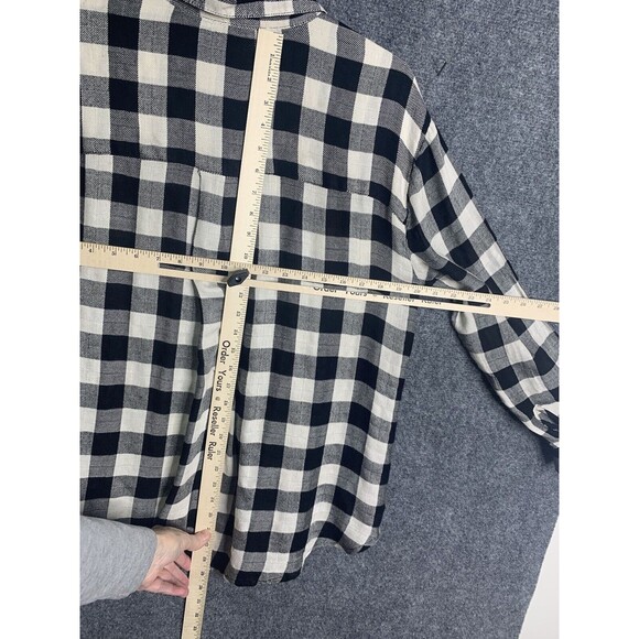 Jane & Delancey B&W Check Rayon Light Flannel Shirt Women M Long Sleeve Soft - Picture 9 of 13